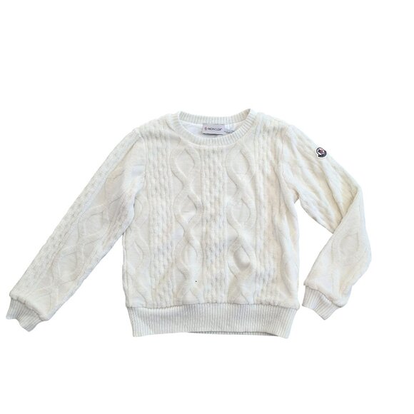 Moncler Kids Cable Knit Sweater Size 8 Anni 130cm White Cotton & Wool winter - Picture 1 of 14